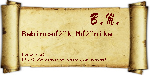 Babincsák Mónika névjegykártya